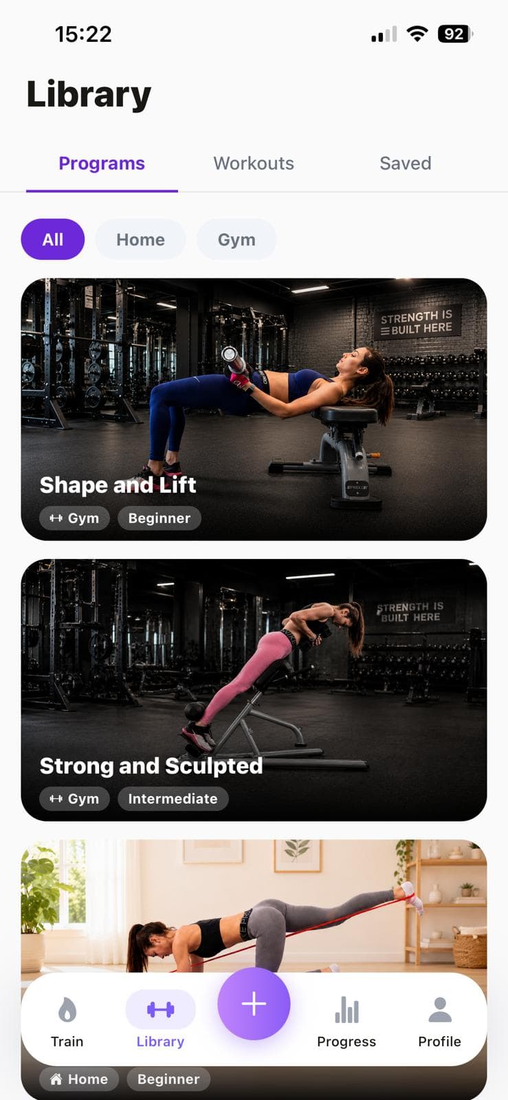 Library of gym and home programs